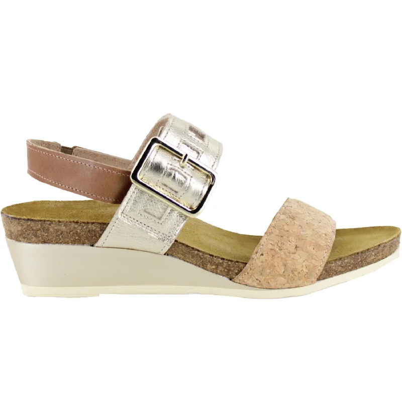 casual sandals with relaxed styleWomen's Naot Dynasty Cork/Radiant Gold/Latte Leather