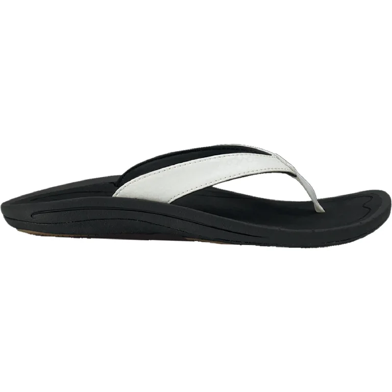 sandals for women with flexible and cushioned footbedWomen's OluKai Kulapa Kai White/Black Synthetic