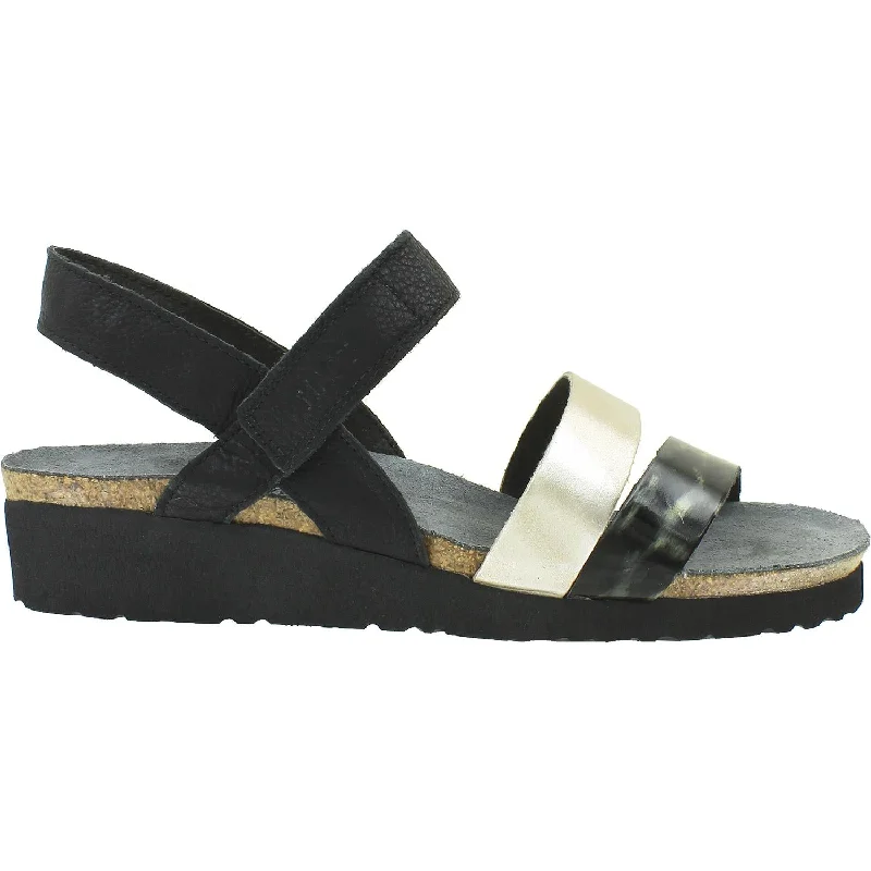 sandals with easy-to-adjust straps for kidsWomen's Naot Kayla Caviar/Grey Cheetah/Gold Leather