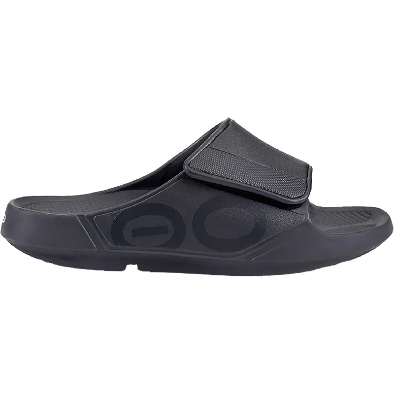 sandals with ankle support for added stabilityUnisex OOFOS OOahh Sport Flex Black Matte Synthetic