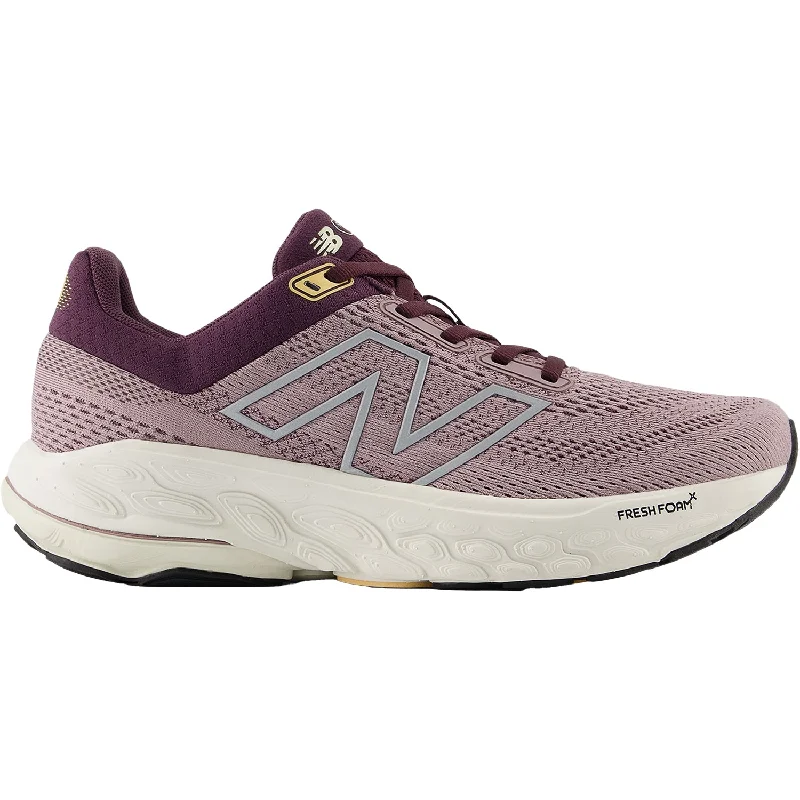 athletic shoes for men with breathable mesh and leather combo-Athletic shoes with sleek solesWomen's New Balance Fresh Foam X W860J14 Ice Wine/Plum Brown/Silver Metallic Mesh