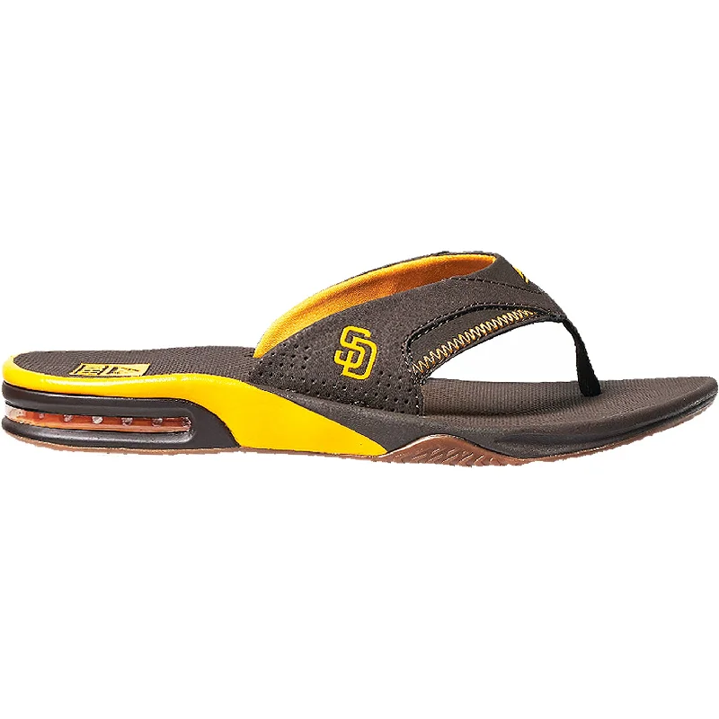 sandals for wide feetMen's Reef Fanning X MLB Padres Brown/Yellow Synthetic