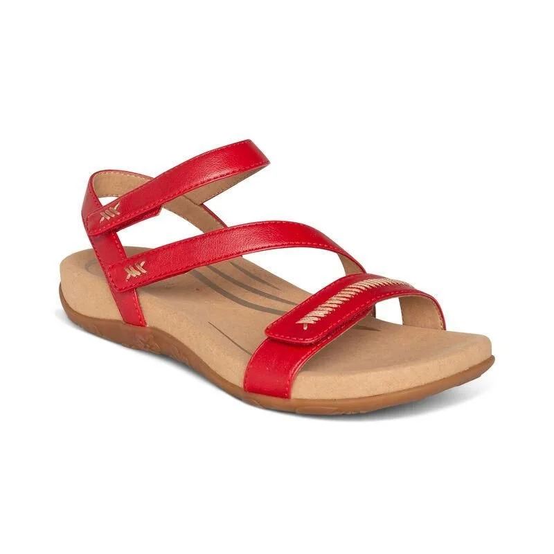 sandals for summer picnics with comfy designAetrex Gabby Adjustable Quarter Strap Sandal Red