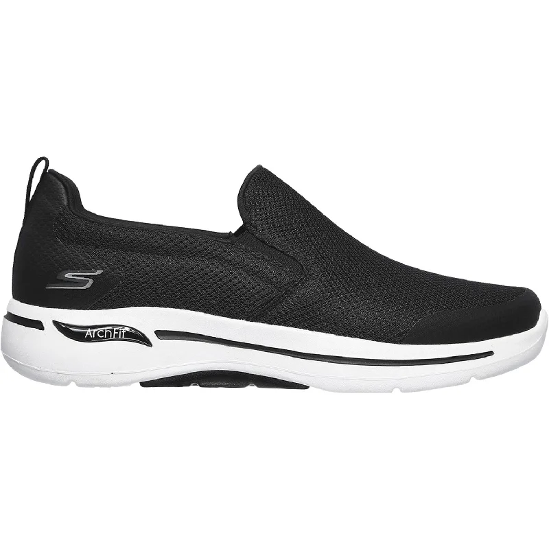 athletic shoes for men with breathable lining for comfort-Athletic shoes with trendy uppersMen's Skechers GOwalk Arch Fit Togpath Black Knit Fabric Mesh