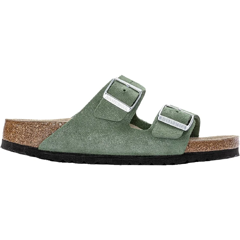 sandals with secure straps for comfortable wearWomen's Birkenstock Arizona Shimmering Thyme Suede