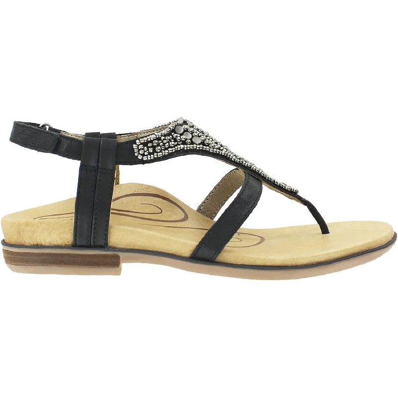 sandals with leather straps for elegant lookWomen's Aetrex Sheila Black/Beige Leather