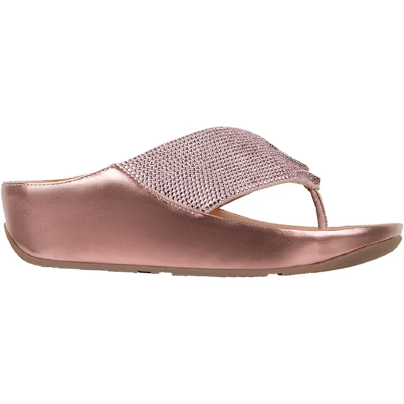 sandals with intricate details for added sophisticationWomen's Fit Flop Twiss Crystal Toe Post Pink Microfibre