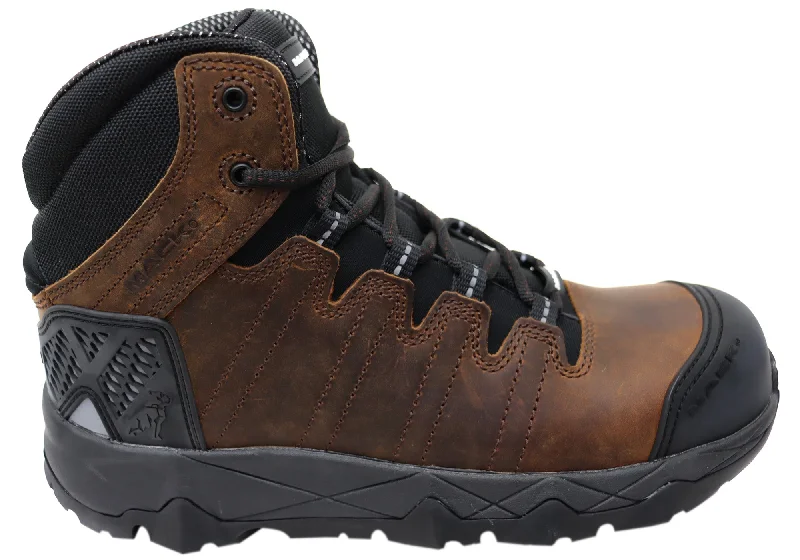 Stylish lace-up boots for women with faux snake skin finish-Mack Mens Octane Leather Composite Toe Safety Boots