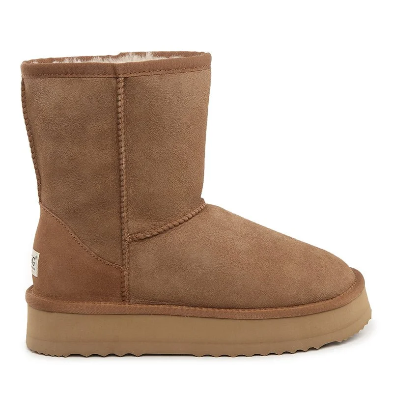 Comfortable boots for women with fur-lined insole-UGG Platinum Short Platform Boot