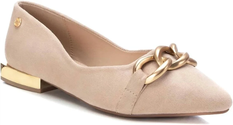 Ballet flats with a sleek design for elegance-Flats with clean design-Women's Suede Ballet Flats Shoes In Beige