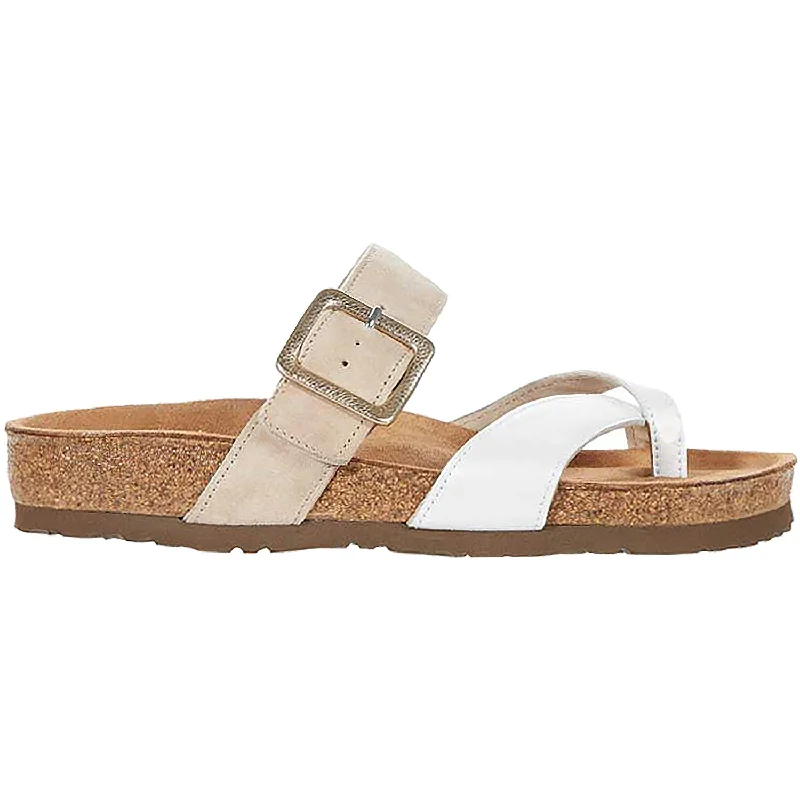 sandals with easy-to-adjust fit for comfortWomen's Naot Fresno White Pearl/Sand Stone Leather/Suede