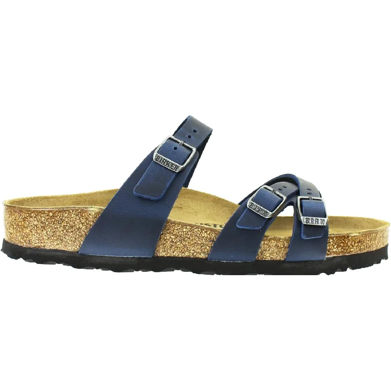 sandals with padded straps for comfort and fitWomen's Birkenstock Franca Blue Oiled Leather