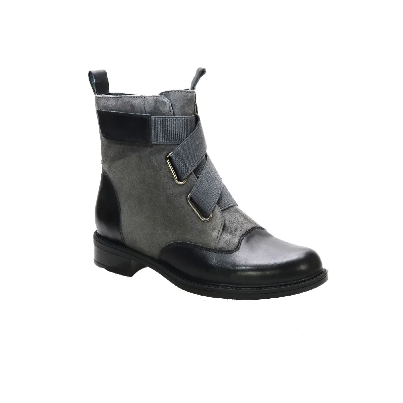 Trendy lace-up boots for women with buckle details-Club