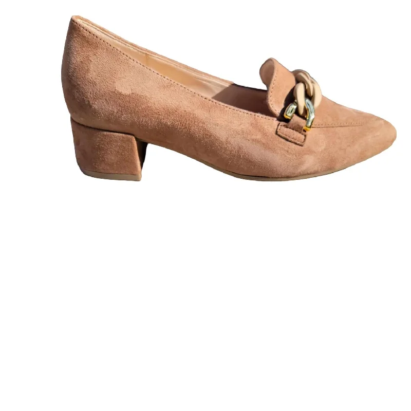 loafers for elegant and practical day-to-night wearLoafers with Plain LooksWomen's Loafers In Taupe W/ Gold Link