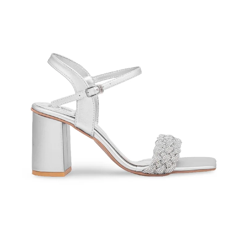 sandals with trendy metallic finishes for added styleSilver Fancy Bridal Sandal FN5493