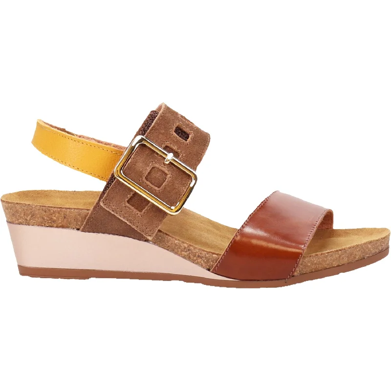 sandals with buckle accents for extra styleWomen's Naot Dynasty Maple Brown/Antique Brown/Marigold Leather/Suede