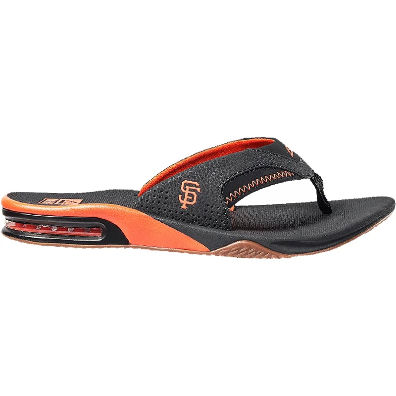 sandals with arch support for walkingMen's Reef Fanning X MLB Giants Black/Orange Synthetic