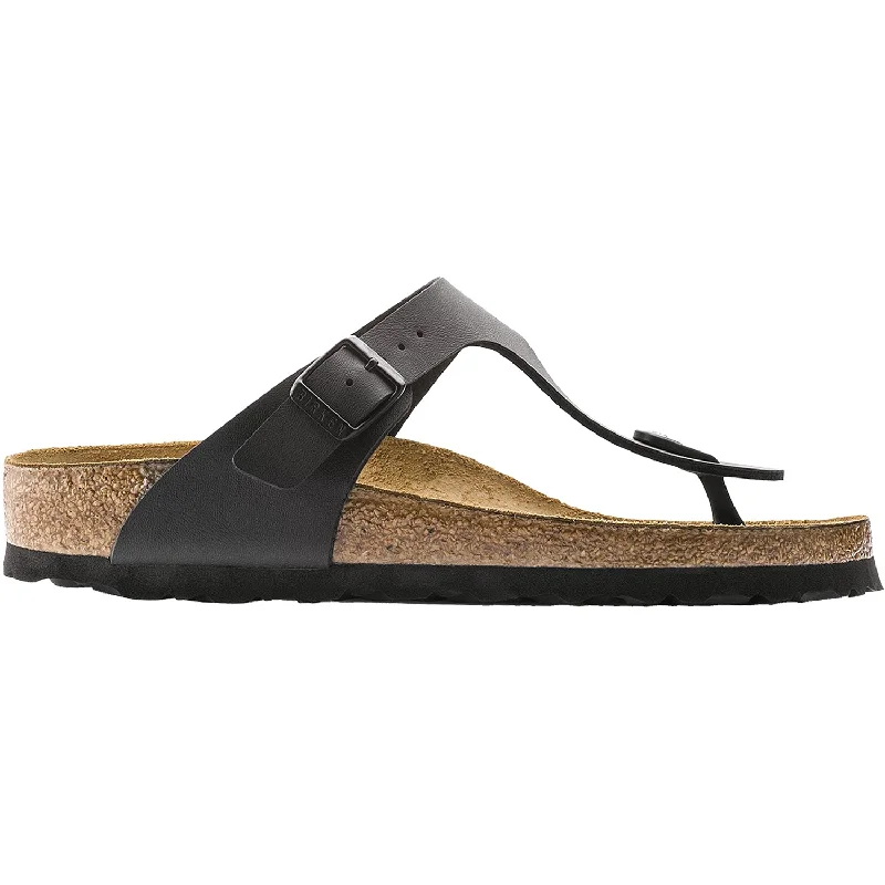 sandals with comfortable sole for summer adventuresWomen's Birkenstock Gizeh Black Birko-Flor