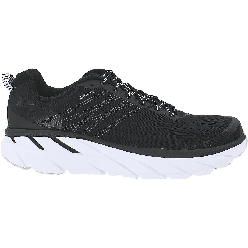 athletic shoes for women with advanced grip technology for safety-Athletic shoes for fitness trainingMen's Hoka One One Clifton 6 Black/White Mesh