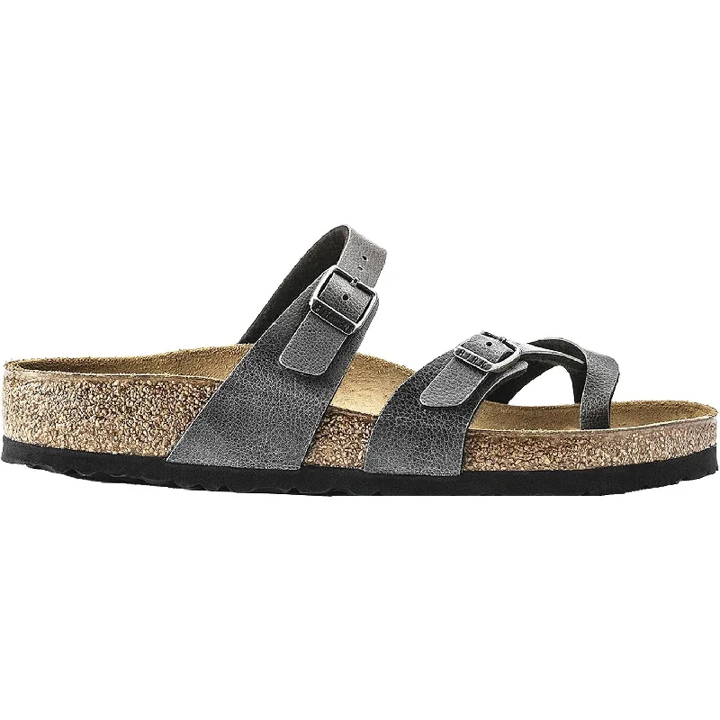 sandals for both outdoor and indoor activitiesWomen's Birkenstock Mayari Anthracite Birko-Flor Pull Up