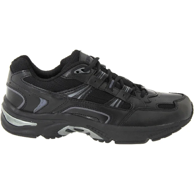 athletic shoes for women with cushion heel for soft landing-Athletic shoes for casual jogsMen's Vionic Walker Black Leather