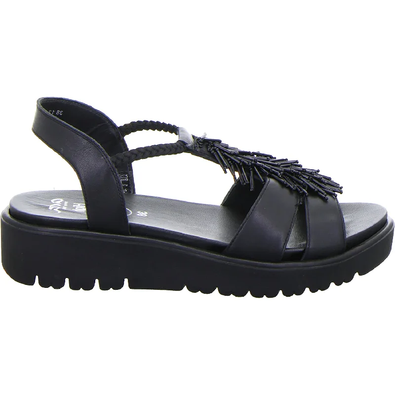 sandals for women with durable rubber solesWomen's Ara Bristol Black Leather