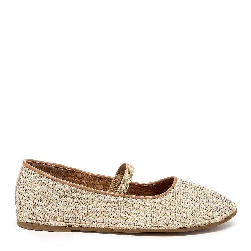 Stylish flats for winter with warm materials-Flats for stylish fit-Harper Raffia Mary Jane Flats