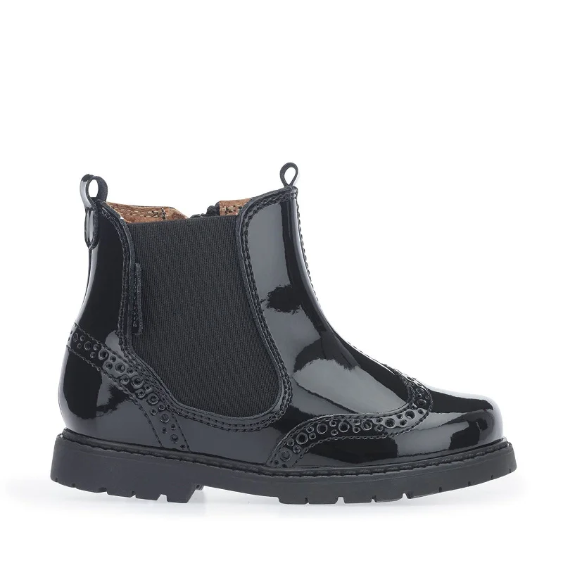 Comfortable boots for women with flexible construction-Start-Rite Chelsea 1445_3 Girls Black Patent Chelsea Boot