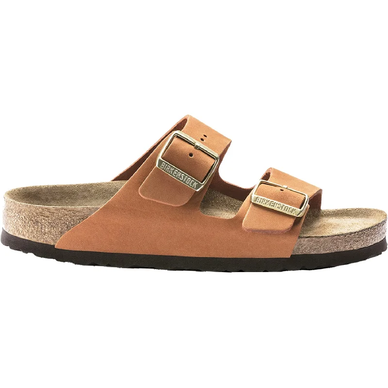 sandals with rubber soles for extra durabilityWomen's Birkenstock Arizona Soft Footbed Pecan Nubuck