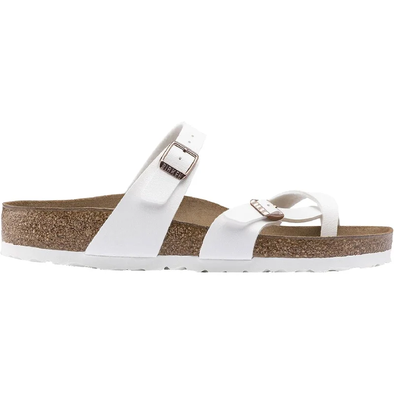 sandals for men with leather strapsWomen's Birkenstock Mayari White Birko-Flor