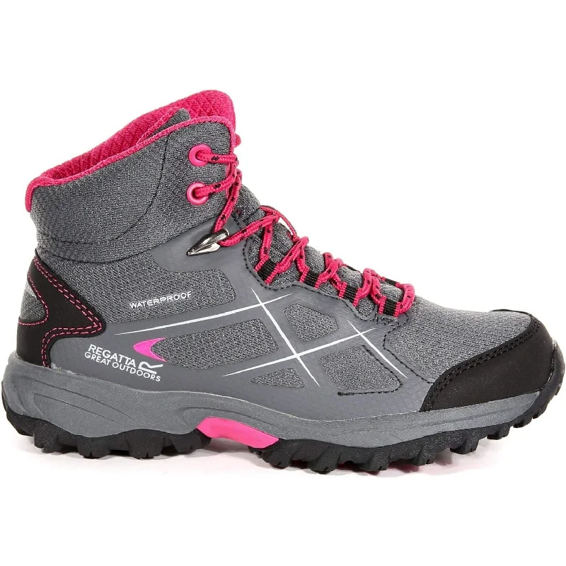 Comfortable outdoor boots for women with slip-resistant tread-Regatta Kota Mid Junior Waterproof Walking Boots - Grey