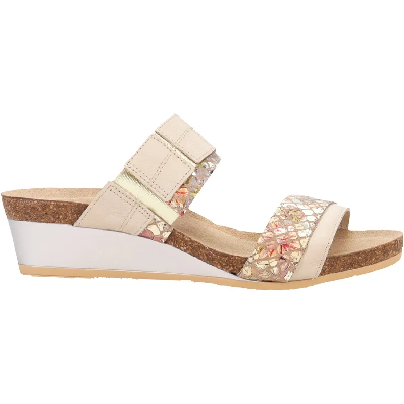 sandals for sensitive feet with soft materialWomen's Naot Royalty Soft Ivory/Golden Floral Leather