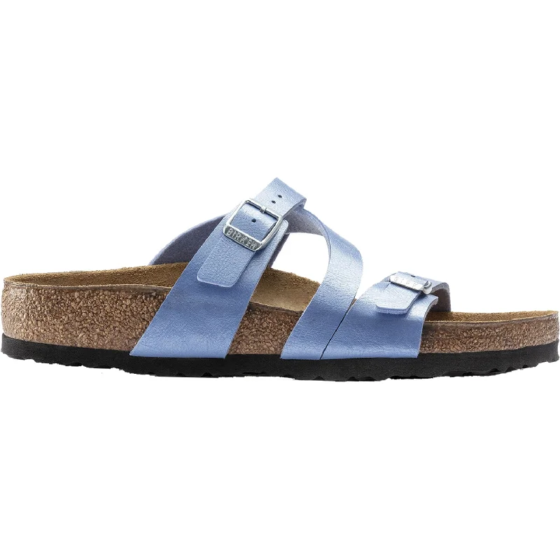 sandals with smooth footbed for comfortWomen's Birkenstock Salina Riviera Blue Birko-Flor