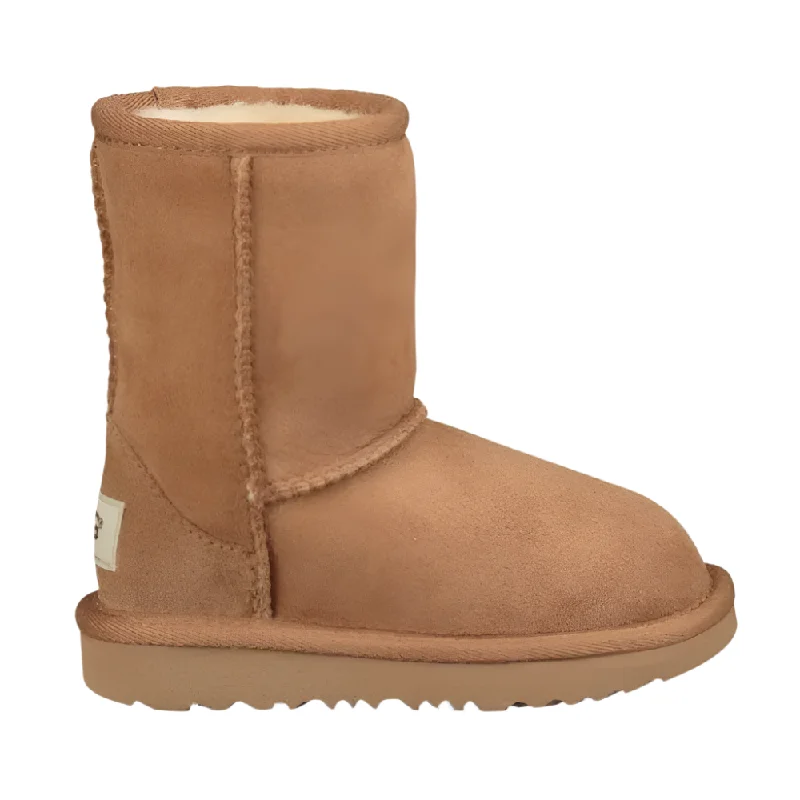 Comfortable leather boots for men with minimal design-Ugg Toddler Girls Classic Short II Suede Boot Chestnut