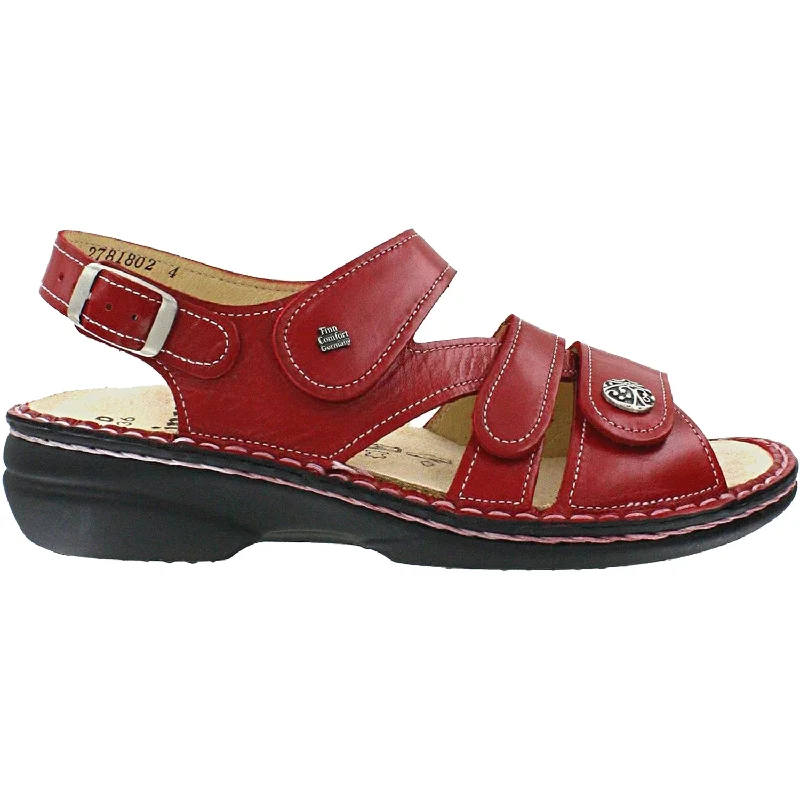 sandals with breathable straps for all-day useWomen's Finn Comfort Gomera Soft Red Leather