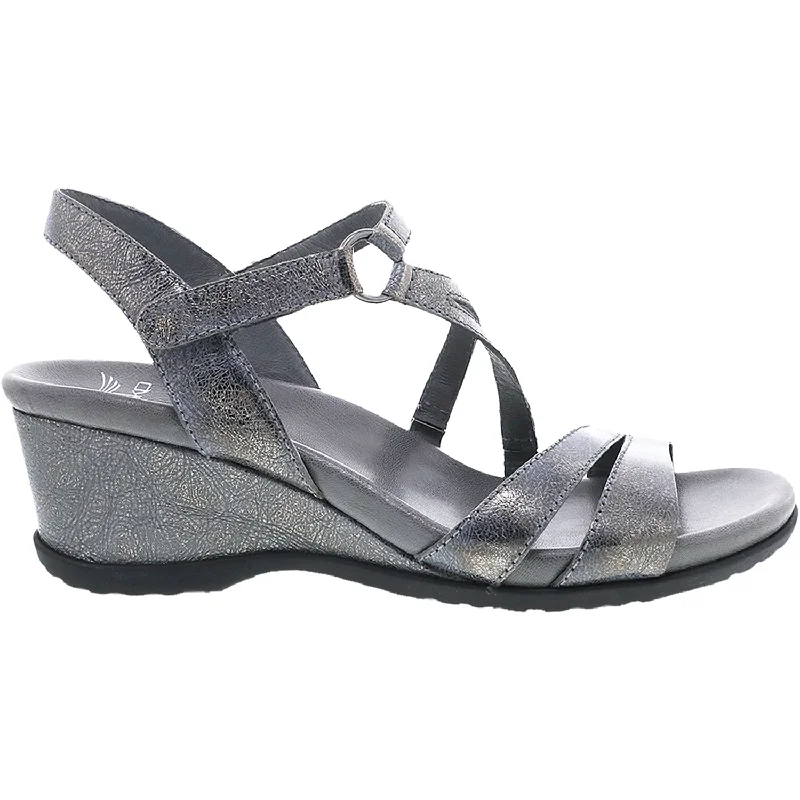 sandals with open-toe design for breathabilityWomen's Dansko Addyson Pewter Metallic Distressed Leather