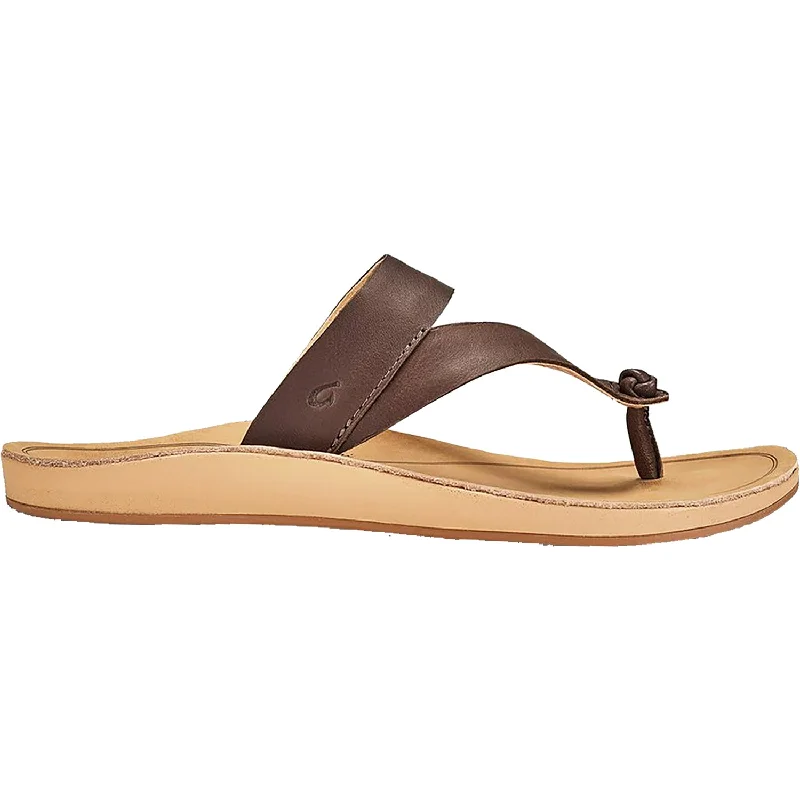 sandals with soft and plush footbedWomen's OluKai Kaekae Ko'o Kona Coffee Leather