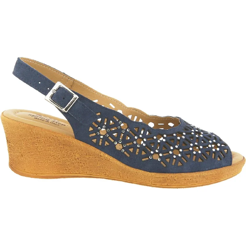 sandals for women with comfortable flat designWomen's Spring Step Saibara Navy Suede