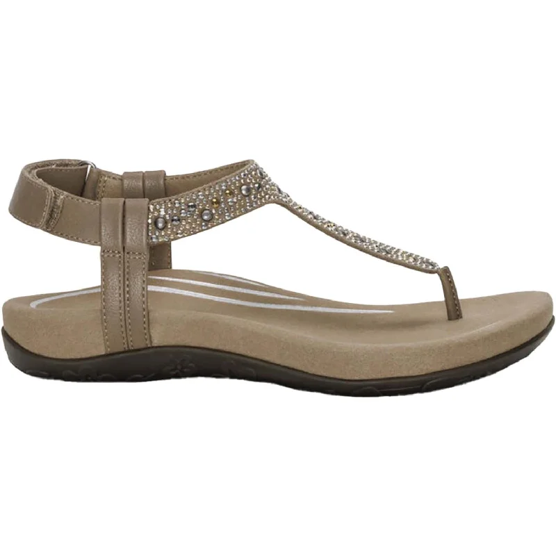 sandals for summer vacations with stylish designsWomen's Aetrex Marni Taupe With Embellishments Synthetic