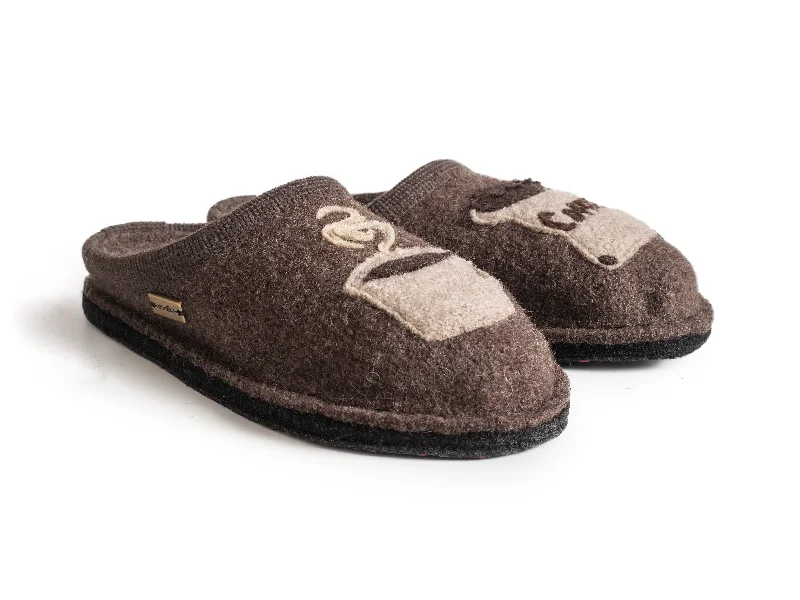 slippers for men with memory foam footbed for all-day comfort-Slippers for guests-Haflinger Coffee