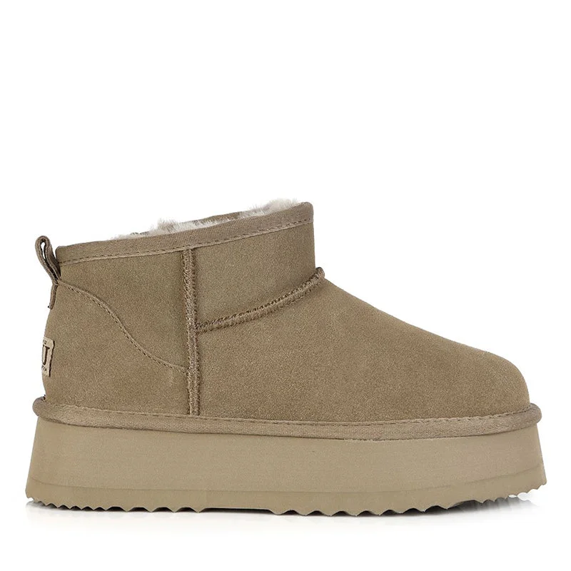 Classic ankle boots for women with soft suede material-UGG Mini Slant Platform Boots