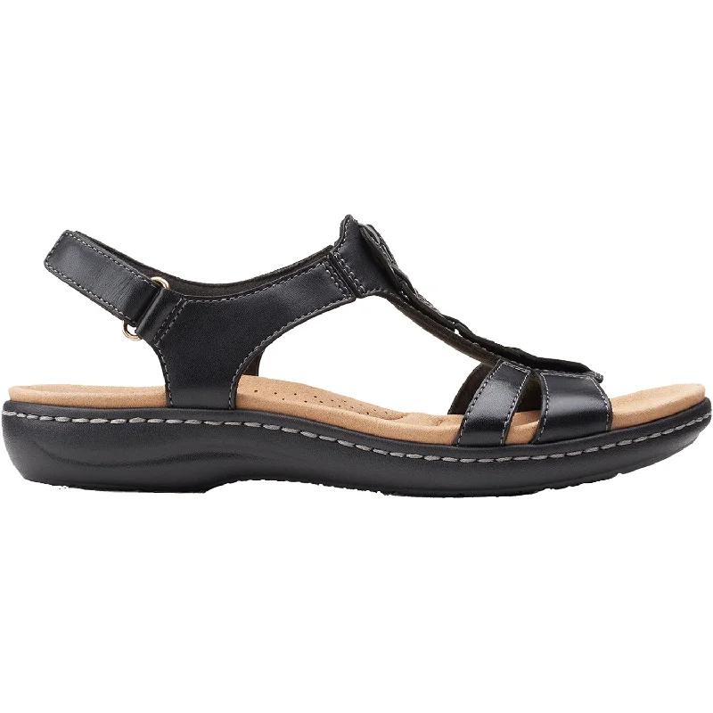 sandals with toe-loop design for secure fitWomen's Clarks Laurieann Kay Black Leather