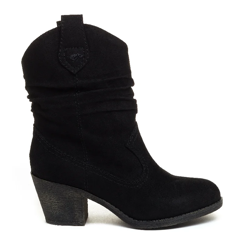 Trendy boots for women with rounded toe and stacked heel-Sheriff Black Western Boot