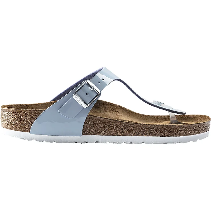 sandals for men with durable constructionWomen's Birkenstock Gizeh Dove Blue Patent Birko-Flor