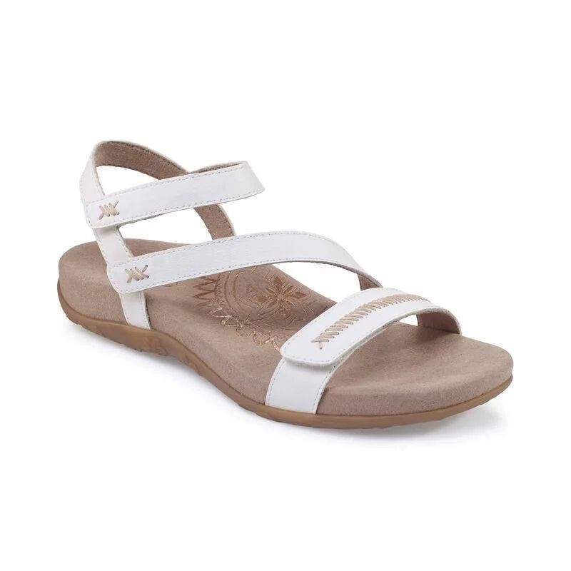 sandals with footbed for extra comfort on walksAetrex Gabby Adjustable Quarter Strap Sandal White