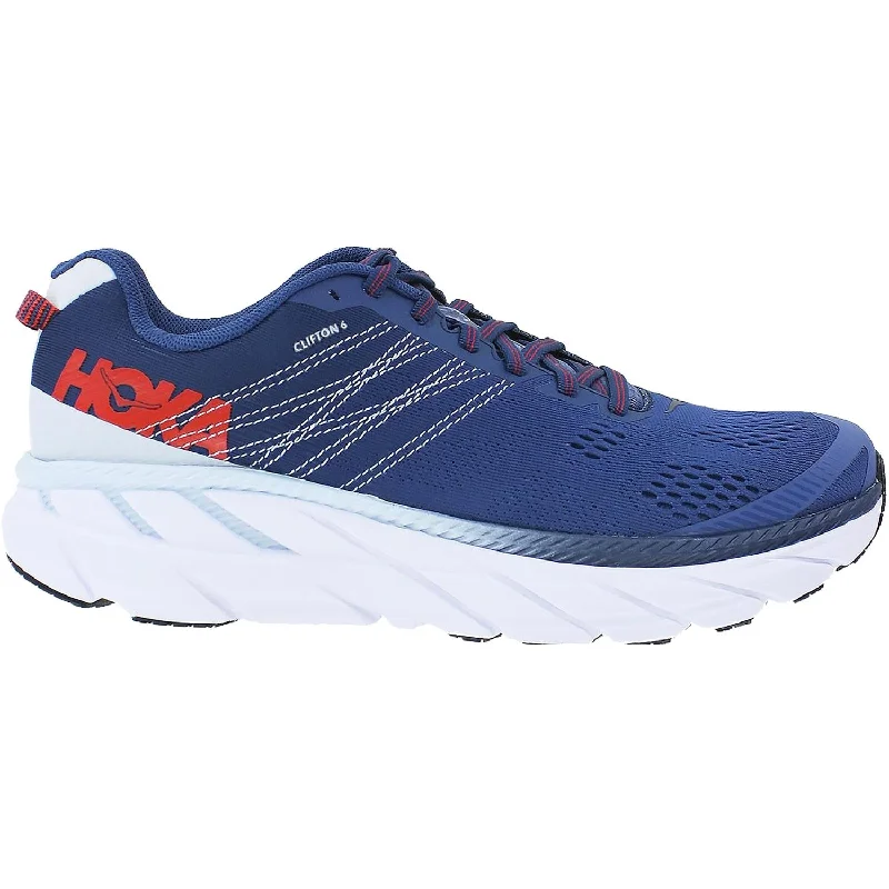 athletic shoes for men with mesh upper for breathability-Athletic shoes with waterproof uppersMen's Hoka One One Clifton 6 Ensign Blue/Plein Air Mesh