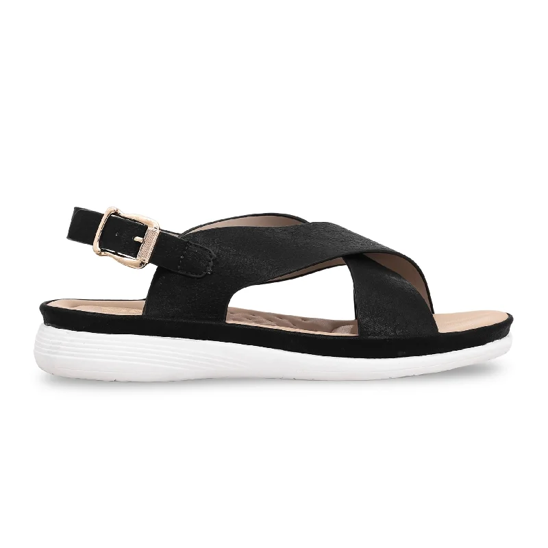 sandals with stylish buckle closureBlack Formal Sandal PU0056