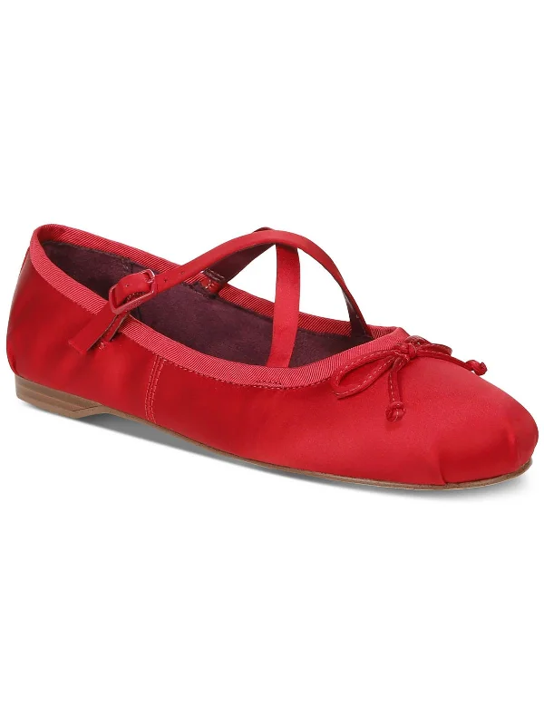 Comfortable flats for summer with breathable design-Flats for polished fit-Womens Satin Strappy Ballet Flats