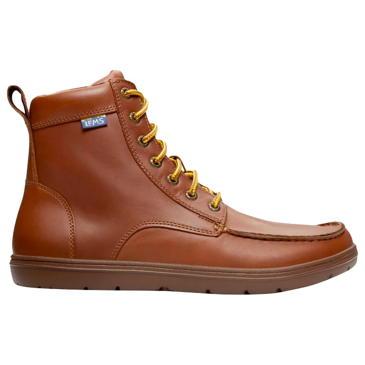 Fashionable lace-up boots for men with rubber sole-Lems Boulder Boot Leather Russet