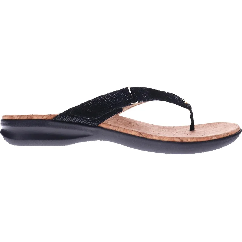 sandals for stylish beach walksWomen's Revere Napoli Black Lizard Leather